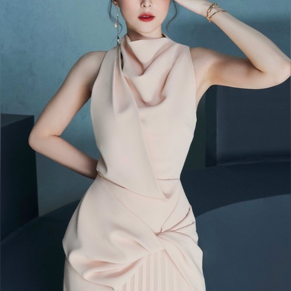 Lane JT Womens Cocktail Pintuck Dress S Blush Pink Avant Garde Occasion Pleated - Picture 3 of 17